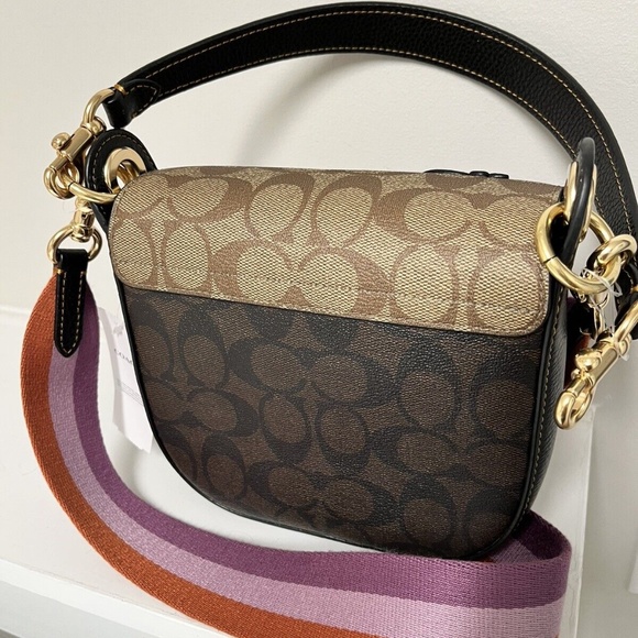 Coach Kleo Shoulder Bag 17 In Colorblock Signature Canvas With Disco Patches - Picture 7 of 8